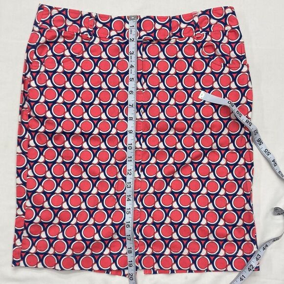 Van Heusen Pencil Skirt Size 6 Pink & Blue Circles Tailored Stretch Geometric - Picture 15 of 15